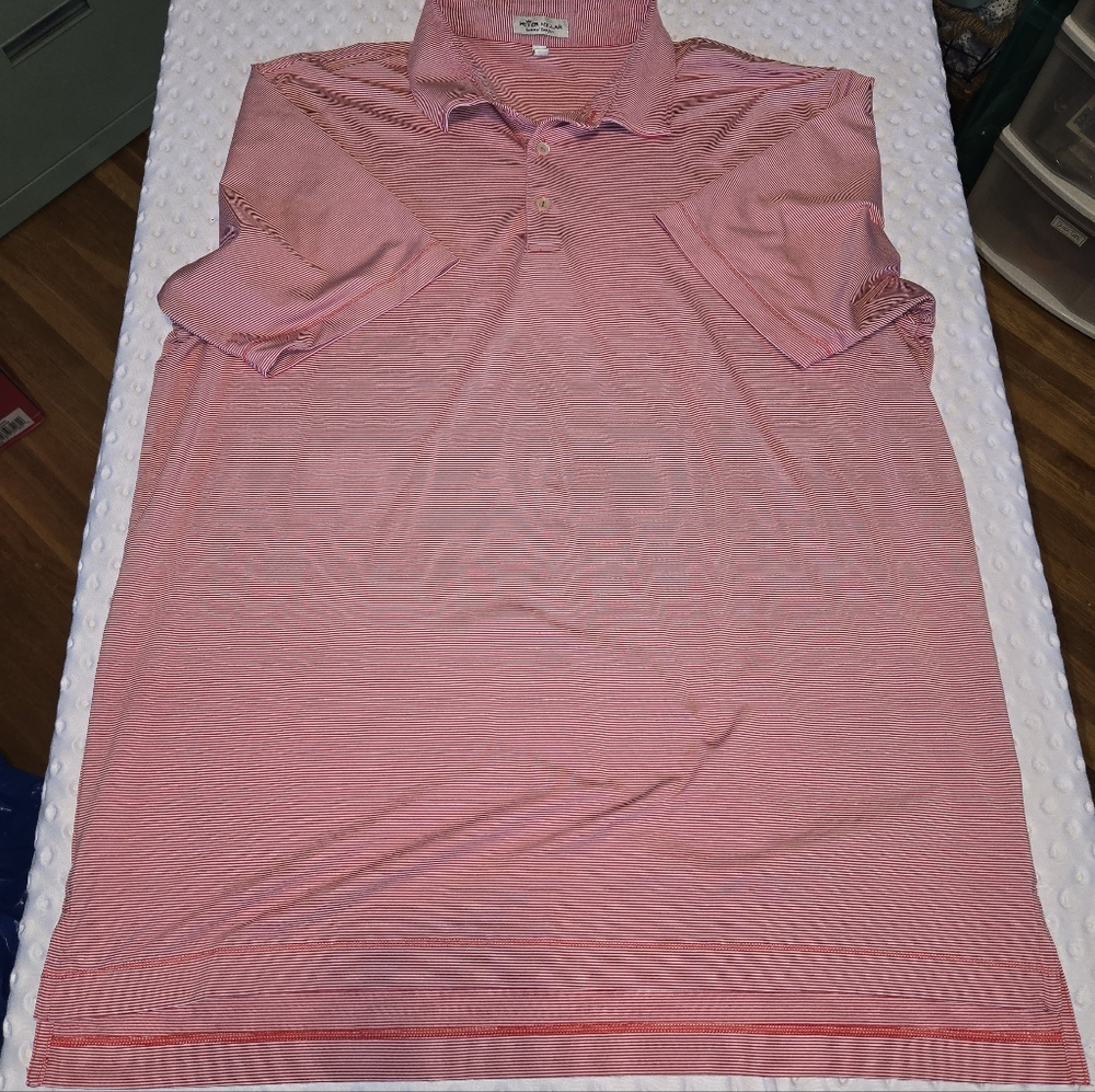 Peter Millar Men's Summer Comfort Red Striped Performance Polo Shirt